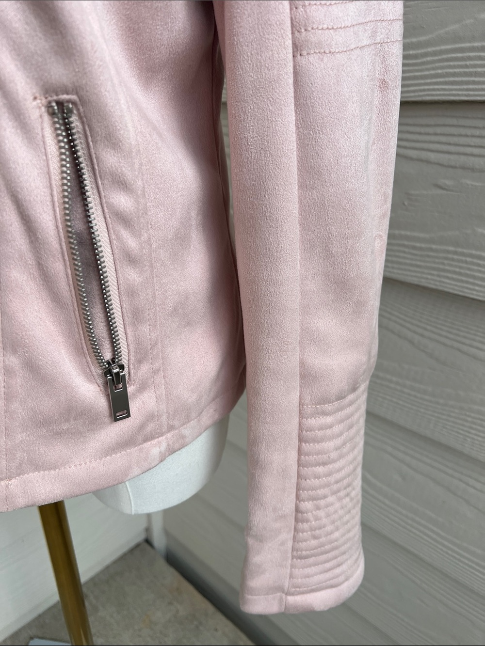 Saks Fifth Avenue Blush Pink Suede Moto Jacket - Medium - Picture 11 of 16